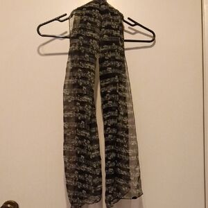 City Silk Co. Musical Note Black and White Scarf.